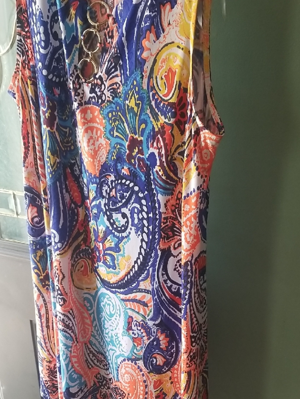 MSK Multicolor Paisley Sleeveless Dress with Ring Accents - Picture 3 of 4